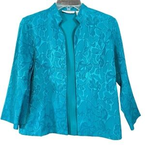 Bleu Bayou Floral Jacquard Jacket | Size Small